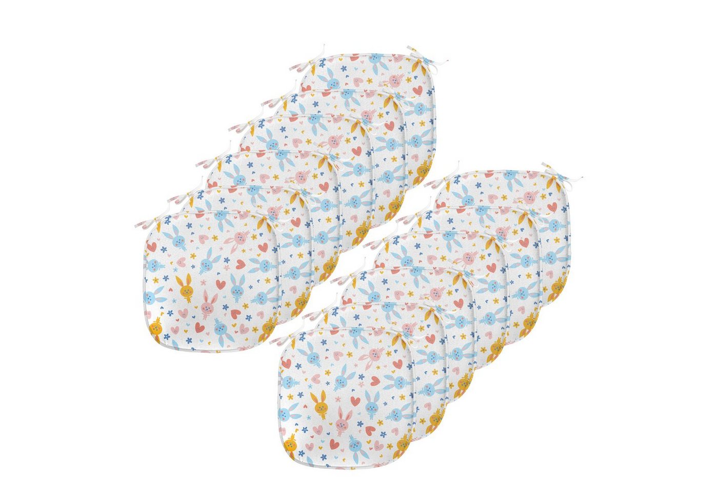 Abakuhaus Stuhlkissen Dekoratives wasserfestes Kissen mit Riemen für Küchensitze, Pastell Baby-Häschen-Blumen Abakuhaus Stuhlkissen Dekoratives wasserfestes Kissen mit Riemen für Küchensitze, Pastell Baby-Häschen-Blumen von Abakuhaus