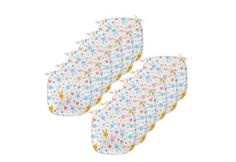 Abakuhaus Stuhlkissen Dekoratives wasserfestes Kissen mit Riemen für Küchensitze, Pastell Baby-Häschen-Blumen Abakuhaus Stuhlkissen Dekoratives wasserfestes Kissen mit Riemen für Küchensitze, Pastell Baby-Häschen-Blumen von Abakuhaus