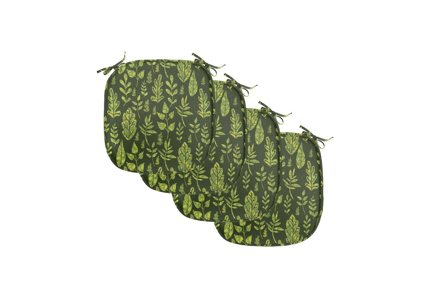 Abakuhaus Stuhlkissen Dekoratives wasserfestes Kissen mit Riemen für Küchensitze, Salbei Patterned Green Leaves von Abakuhaus