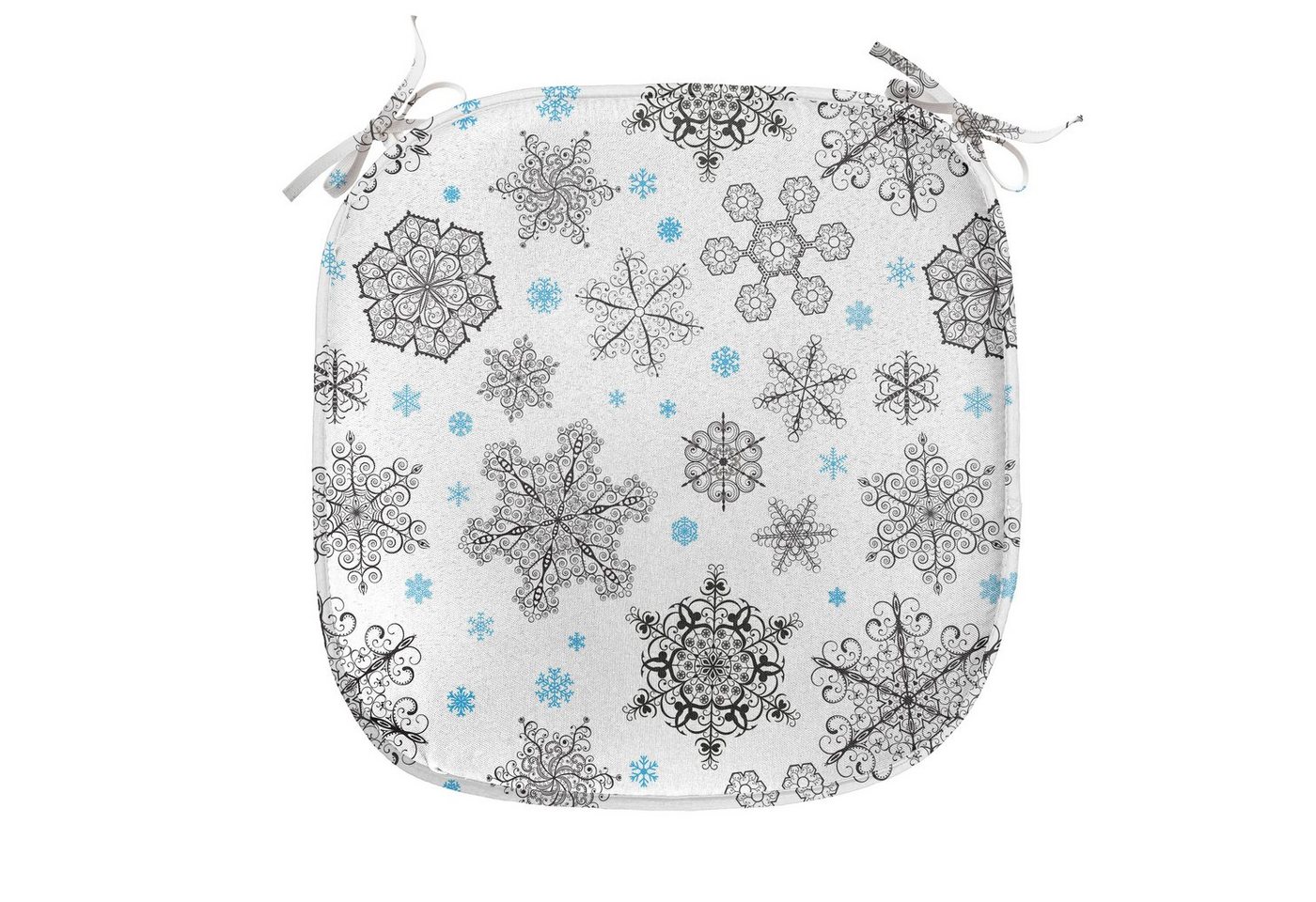 Abakuhaus Stuhlkissen Dekoratives wasserfestes Kissen mit Riemen für Küchensitze, Schneeflocke Spitze Art-Winter von Abakuhaus