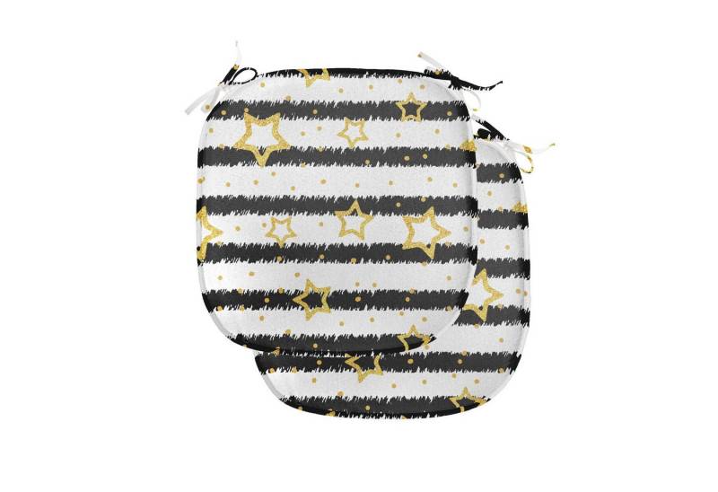 Abakuhaus Stuhlkissen Dekoratives wasserfestes Kissen mit Riemen für Küchensitze, Star Punkt-Streifen Feiern von Abakuhaus