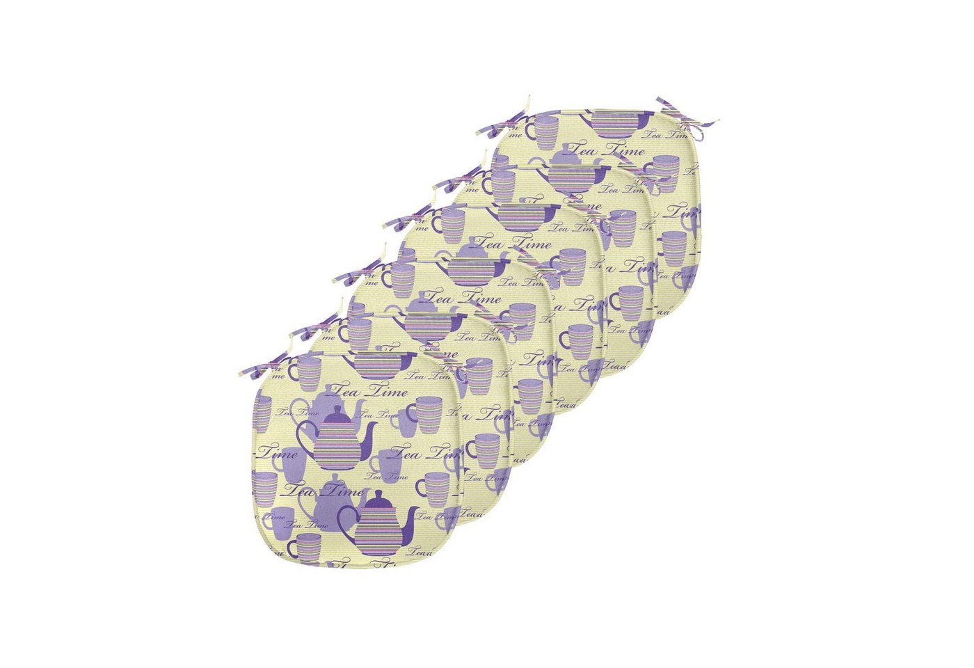 Abakuhaus Stuhlkissen Dekoratives wasserfestes Kissen mit Riemen für Küchensitze, Tee-Party Gestreifte Teekannen Cups Abakuhaus Stuhlkissen Dekoratives wasserfestes Kissen mit Riemen für Küchensitze, Tee-Party Gestreifte Teekannen Cups von Abakuhaus