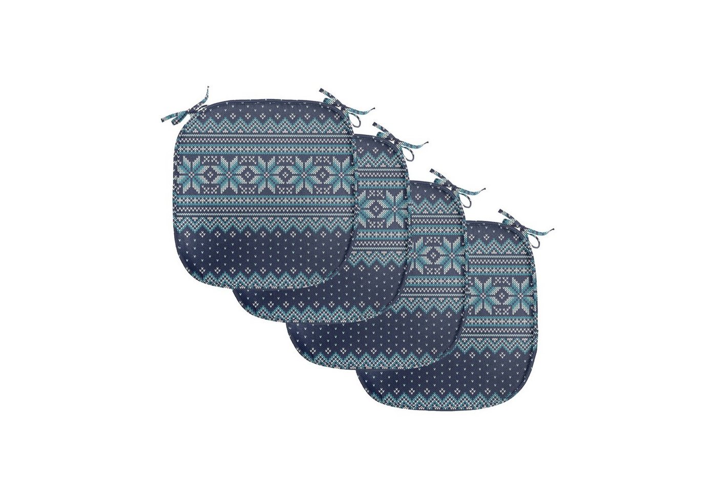 Abakuhaus Stuhlkissen Dekoratives wasserfestes Kissen mit Riemen für Küchensitze, nordisch Herringbone Snowflake Abakuhaus Stuhlkissen Dekoratives wasserfestes Kissen mit Riemen für Küchensitze, nordisch Herringbone Snowflake von Abakuhaus