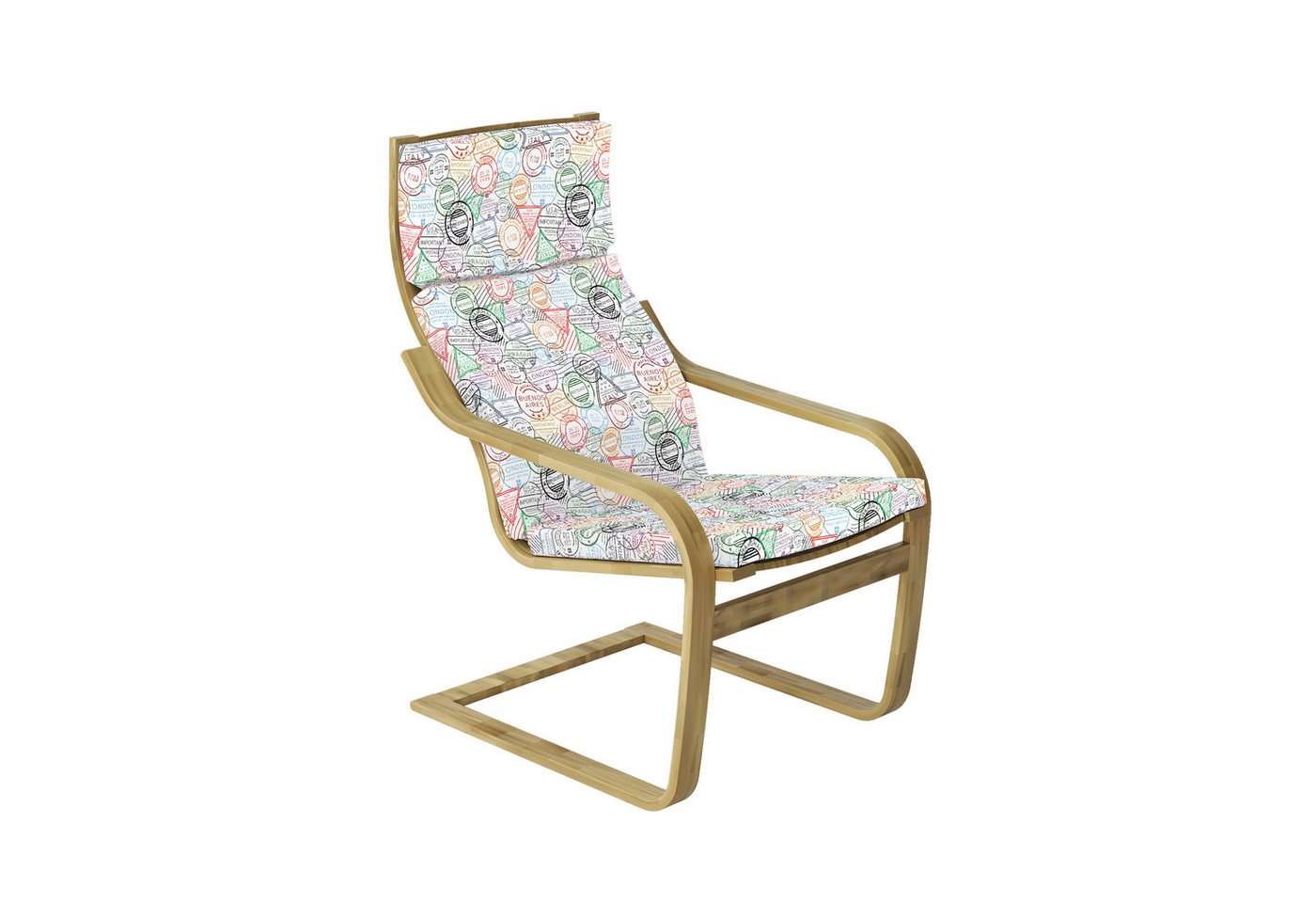 Abakuhaus Stuhlkissen Sitzkissen mit Stuhlkissen mit Hakenschlaufe und Reißverschluss, Bunt Retro Post Muster Abakuhaus Stuhlkissen Sitzkissen mit Stuhlkissen mit Hakenschlaufe und Reißverschluss, Bunt Retro Post Muster von Abakuhaus