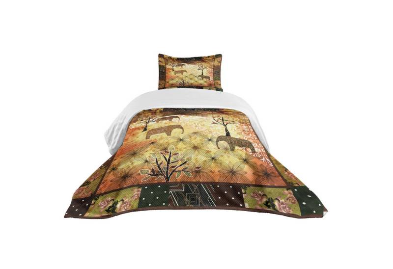 Abakuhaus Tagesdecke Set mit Kissenbezügen Waschbar, Afrikanisch Grunge Elefanten Roses Abakuhaus Tagesdecke Set mit Kissenbezügen Waschbar, Afrikanisch Grunge Elefanten Roses von Abakuhaus