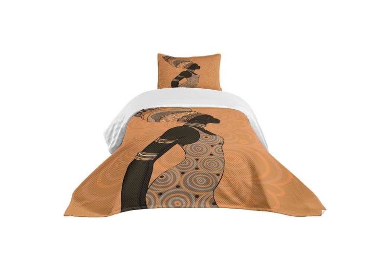Abakuhaus Tagesdecke Set mit Kissenbezügen Waschbar, Afrikanische Frau lokale Frau Abakuhaus Tagesdecke Set mit Kissenbezügen Waschbar, Afrikanische Frau lokale Frau von Abakuhaus