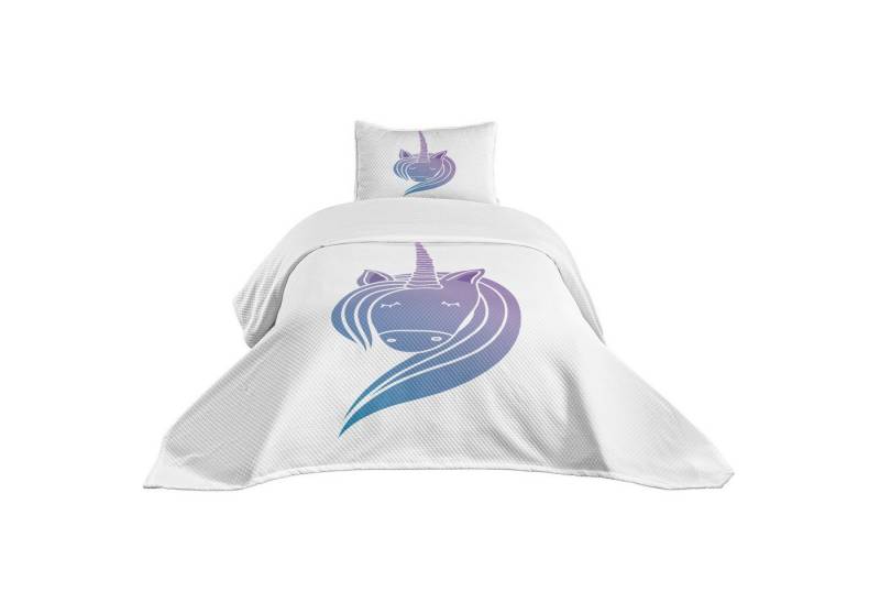 Abakuhaus Tagesdecke Set mit Kissenbezügen Waschbar, Einhorn Tier Doodle Abakuhaus Tagesdecke Set mit Kissenbezügen Waschbar, Einhorn Tier Doodle von Abakuhaus