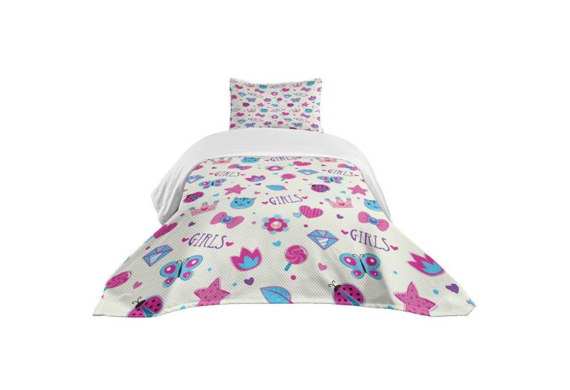 Abakuhaus Tagesdecke Set mit Kissenbezügen Waschbar, Feminin Bowtie Marienkäfer Cat Fun von Abakuhaus
