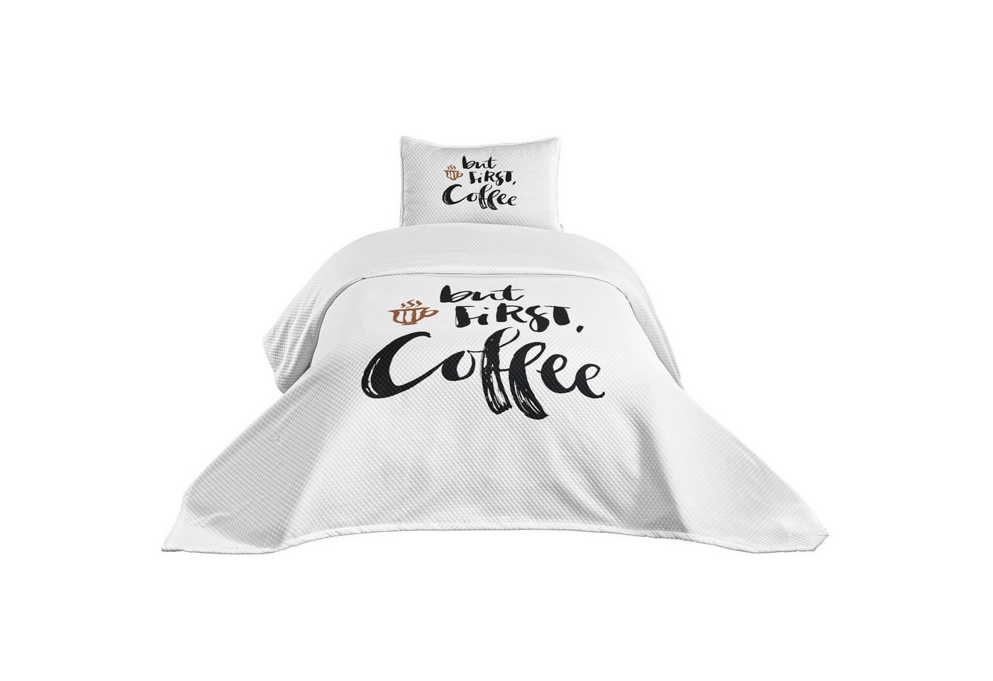Abakuhaus Tagesdecke Set mit Kissenbezügen Waschbar, Kaffee Pinsel Artschreiben Abakuhaus Tagesdecke Set mit Kissenbezügen Waschbar, Kaffee Pinsel Artschreiben von Abakuhaus