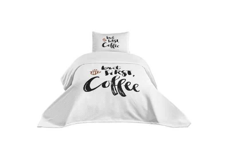 Abakuhaus Tagesdecke Set mit Kissenbezügen Waschbar, Kaffee Pinsel Artschreiben von Abakuhaus
