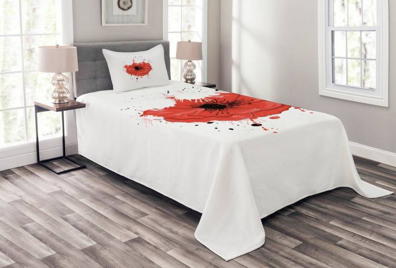 Abakuhaus Tagesdecke Set mit Kissenbezügen Waschbar, Mohn Leiter der Opiat-Blumen-Kunst von Abakuhaus