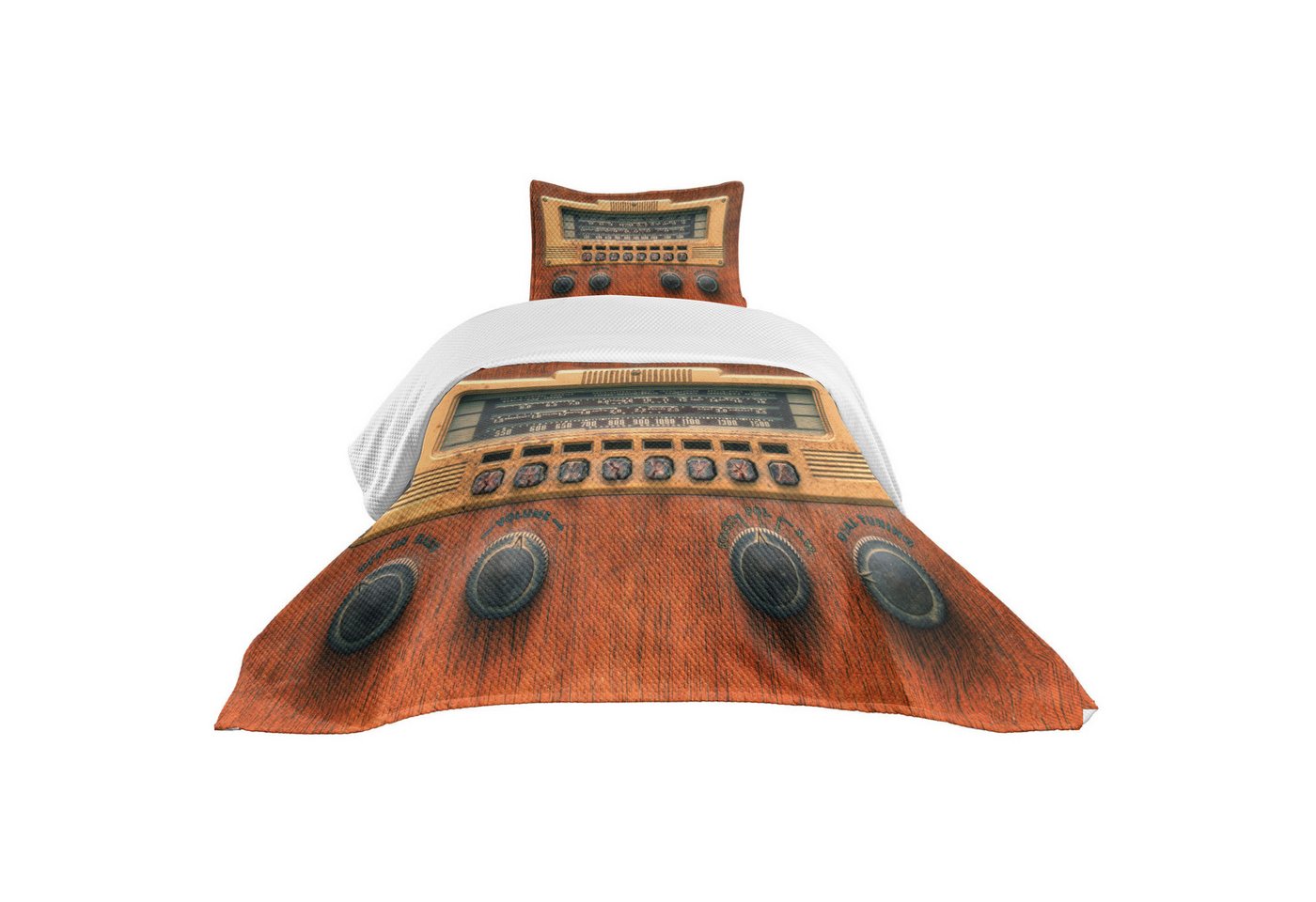 Abakuhaus Tagesdecke Set mit Kissenbezügen Waschbar, Musik Antike Radios von Abakuhaus