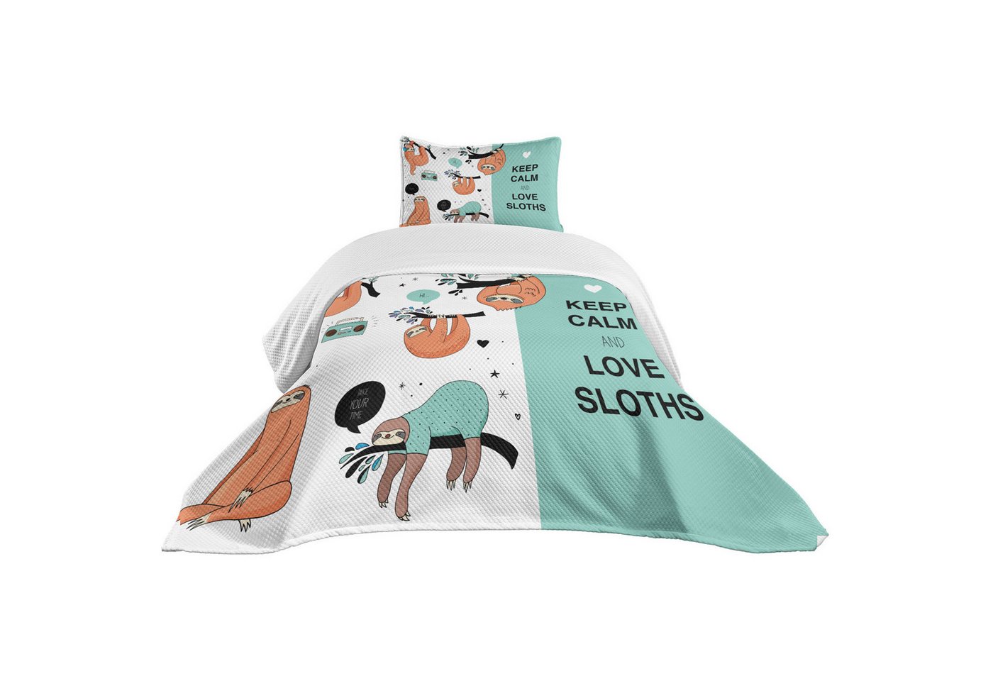 Abakuhaus Tagesdecke Set mit Kissenbezügen Waschbar, Tier Amerikanische Faul Tribe von Abakuhaus