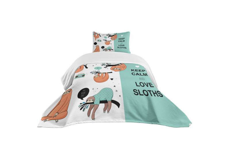 Abakuhaus Tagesdecke Set mit Kissenbezügen Waschbar, Tier Amerikanische Faul Tribe Abakuhaus Tagesdecke Set mit Kissenbezügen Waschbar, Tier Amerikanische Faul Tribe von Abakuhaus