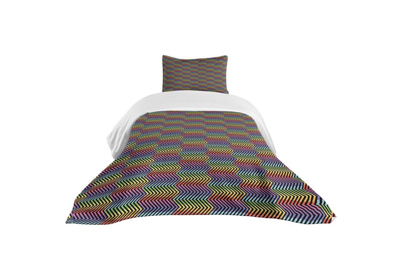 Abakuhaus Tagesdecke Set mit Kissenbezügen Waschbar, Winkel Abstrakt Kontrast-Farben Abakuhaus Tagesdecke Set mit Kissenbezügen Waschbar, Winkel Abstrakt Kontrast-Farben von Abakuhaus