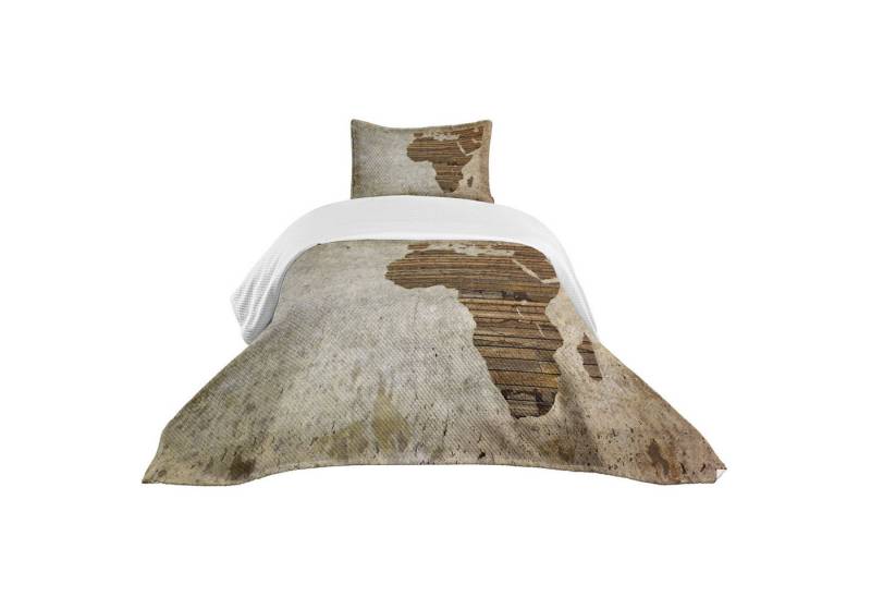 Abakuhaus Tagesdecke Set mit Kissenbezügen Waschbar, afrikanisch Hölzerne Planke Karte Abakuhaus Tagesdecke Set mit Kissenbezügen Waschbar, afrikanisch Hölzerne Planke Karte von Abakuhaus