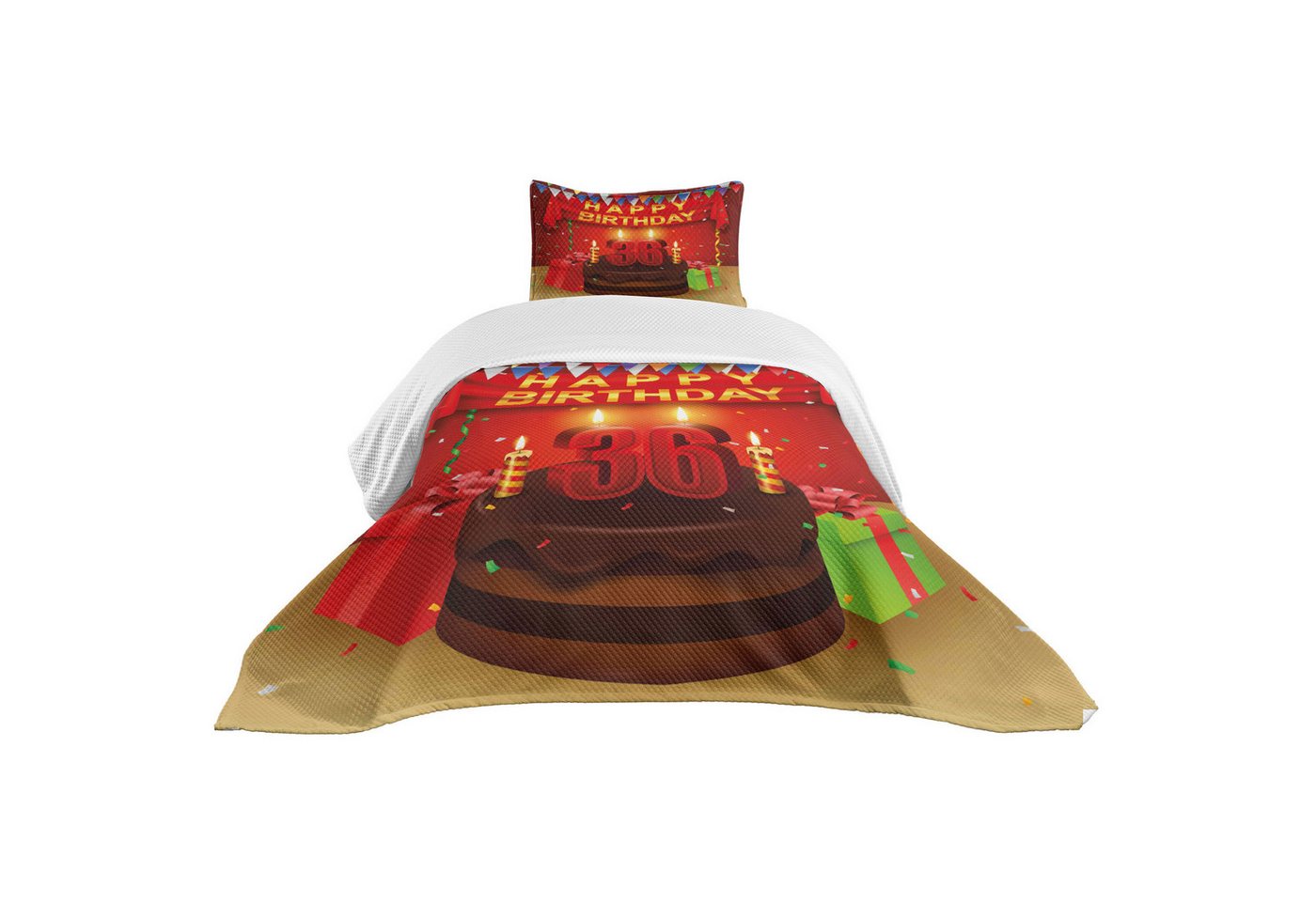 Abakuhaus Tagesdecke Set mit Kissenbezügen Waschbar, rot Kerzen und Geschenke Abakuhaus Tagesdecke Set mit Kissenbezügen Waschbar, rot Kerzen und Geschenke von Abakuhaus