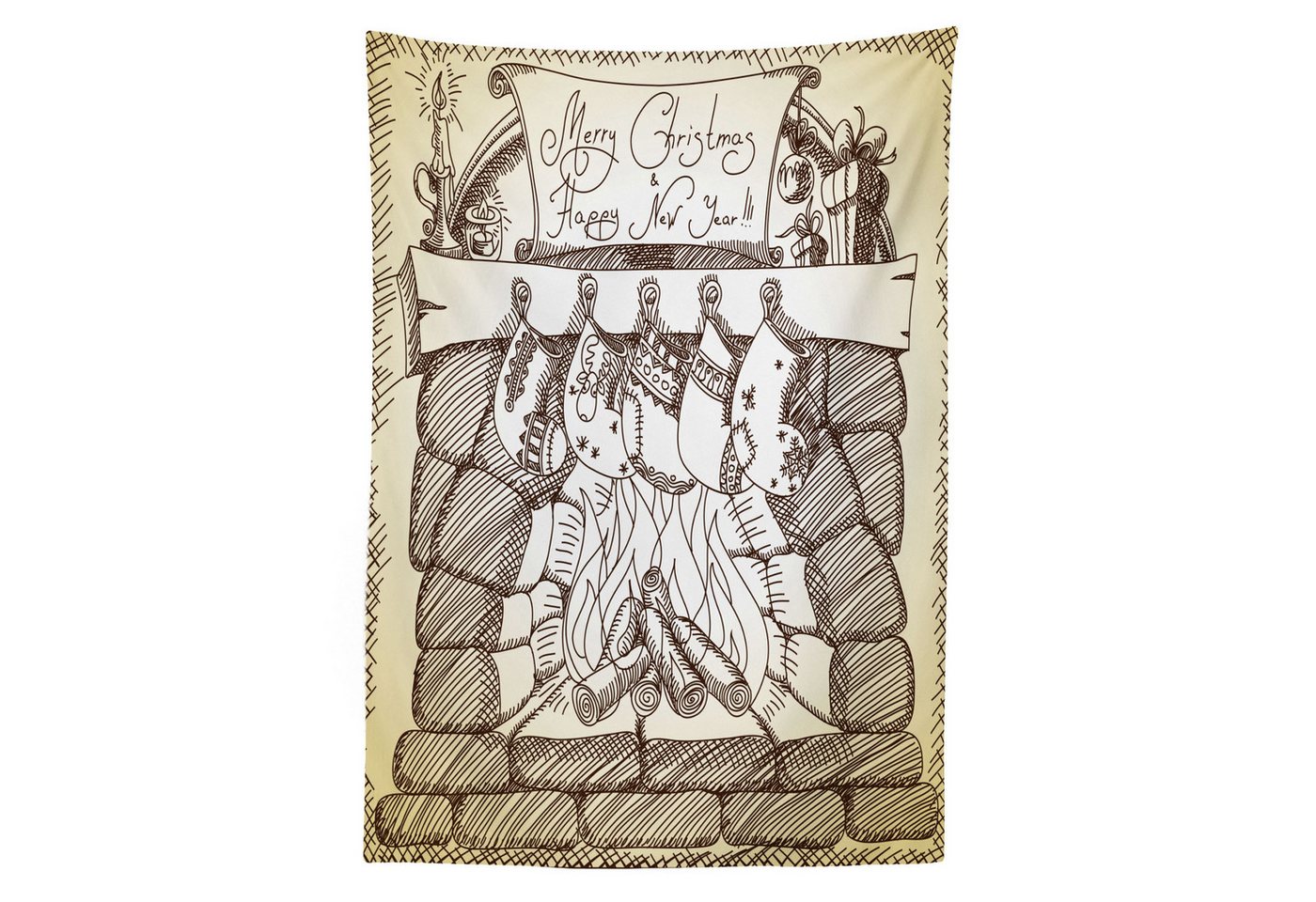 Abakuhaus Tischdecke Farbfest Waschbar Für den Außen Bereich geeignet Klare Farben, Kamin Weihnachten Sketch Stocking Abakuhaus Tischdecke Farbfest Waschbar Für den Außen Bereich geeignet Klare Farben, Kamin Weihnachten Sketch Stocking von Abakuhaus
