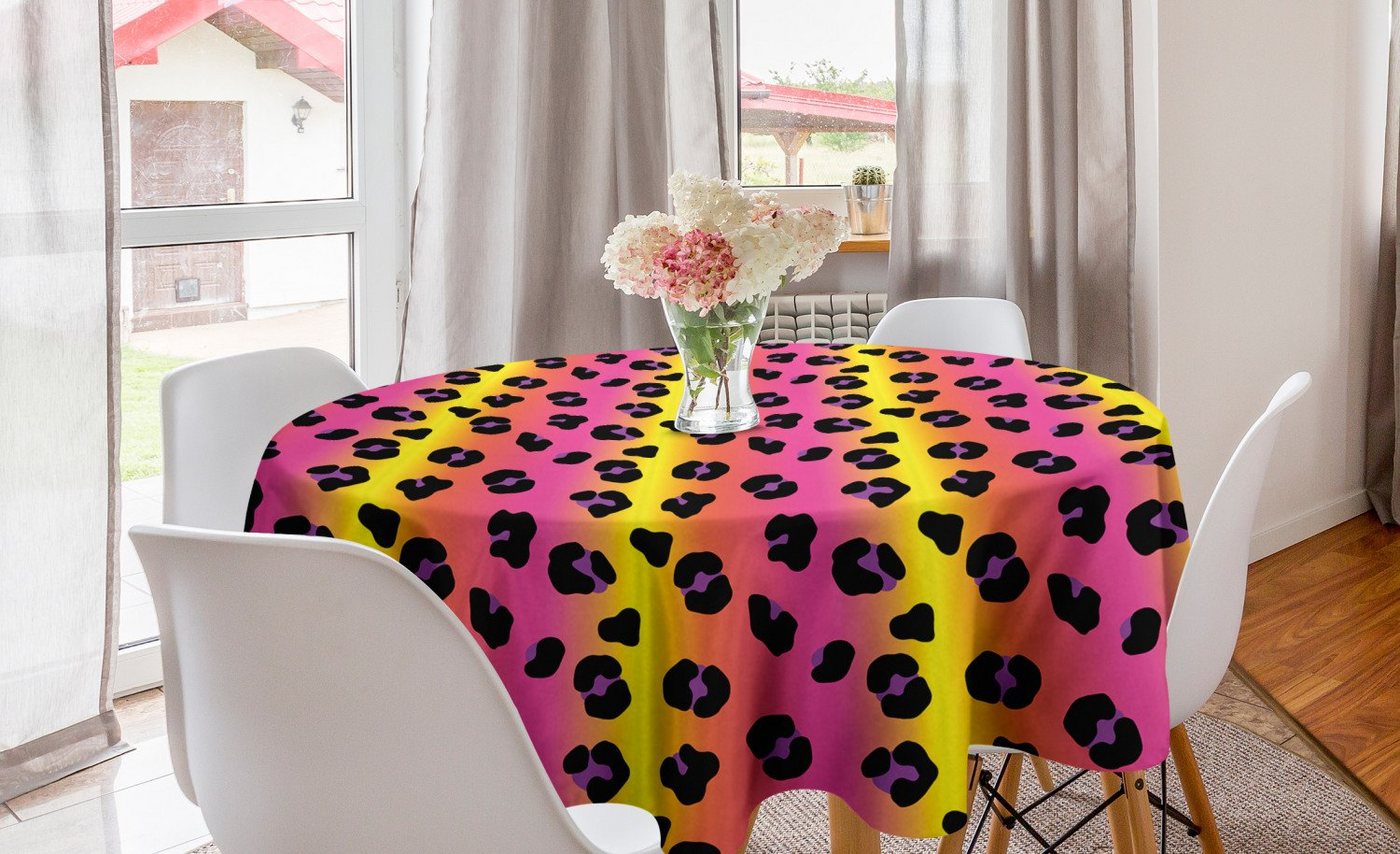 Abakuhaus Tischdecke Kreis Tischdecke Abdeckung für Esszimmer Küche Dekoration, Animal-Print Bunte Leopard Spots von Abakuhaus