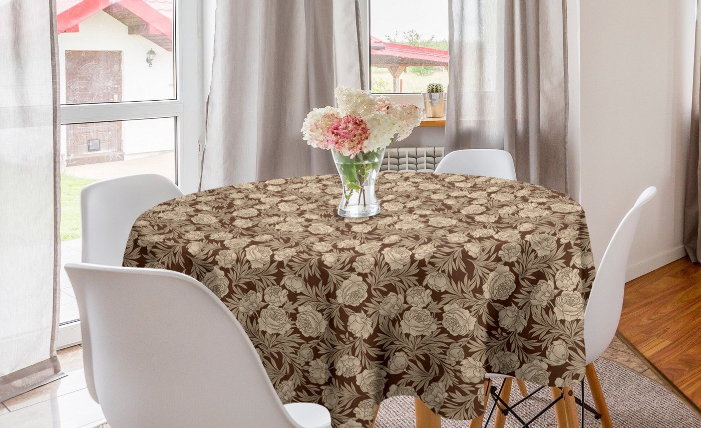 Abakuhaus Tischdecke Kreis Tischdecke Abdeckung für Esszimmer Küche Dekoration, Blume Blooming Romantische Rose von Abakuhaus