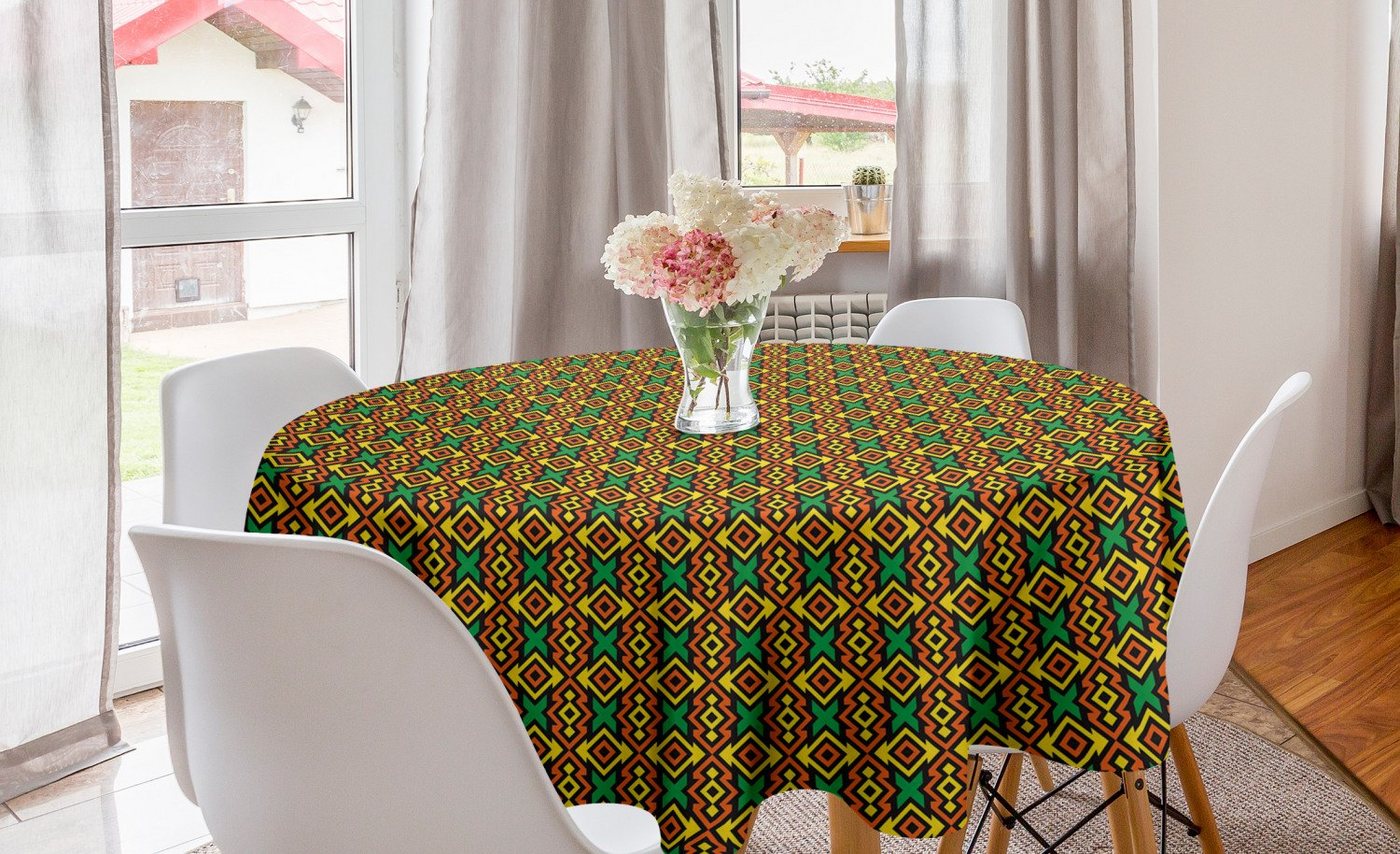 Abakuhaus Tischdecke Kreis Tischdecke Abdeckung für Esszimmer Küche Dekoration, Kente Muster Kunstdruck von Abakuhaus