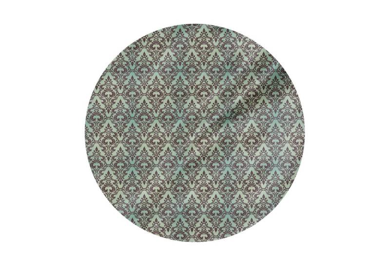 Abakuhaus Tischdecke Kreis Tischdecke Abdeckung für Esszimmer Küche Dekoration, Mint und Brown Barock Floral von Abakuhaus