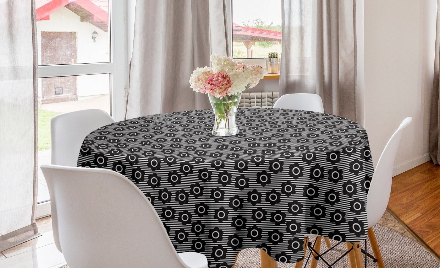 Abakuhaus Tischdecke Kreis Tischdecke Abdeckung für Esszimmer Küche Dekoration, Streifen Blumen auf Streifen von Abakuhaus