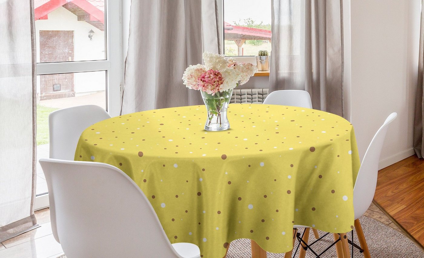 Abakuhaus Tischdecke Kreis Tischdecke Abdeckung für Esszimmer Küche Dekoration, Gelbe Punkte Groß oder klein Spots von Abakuhaus