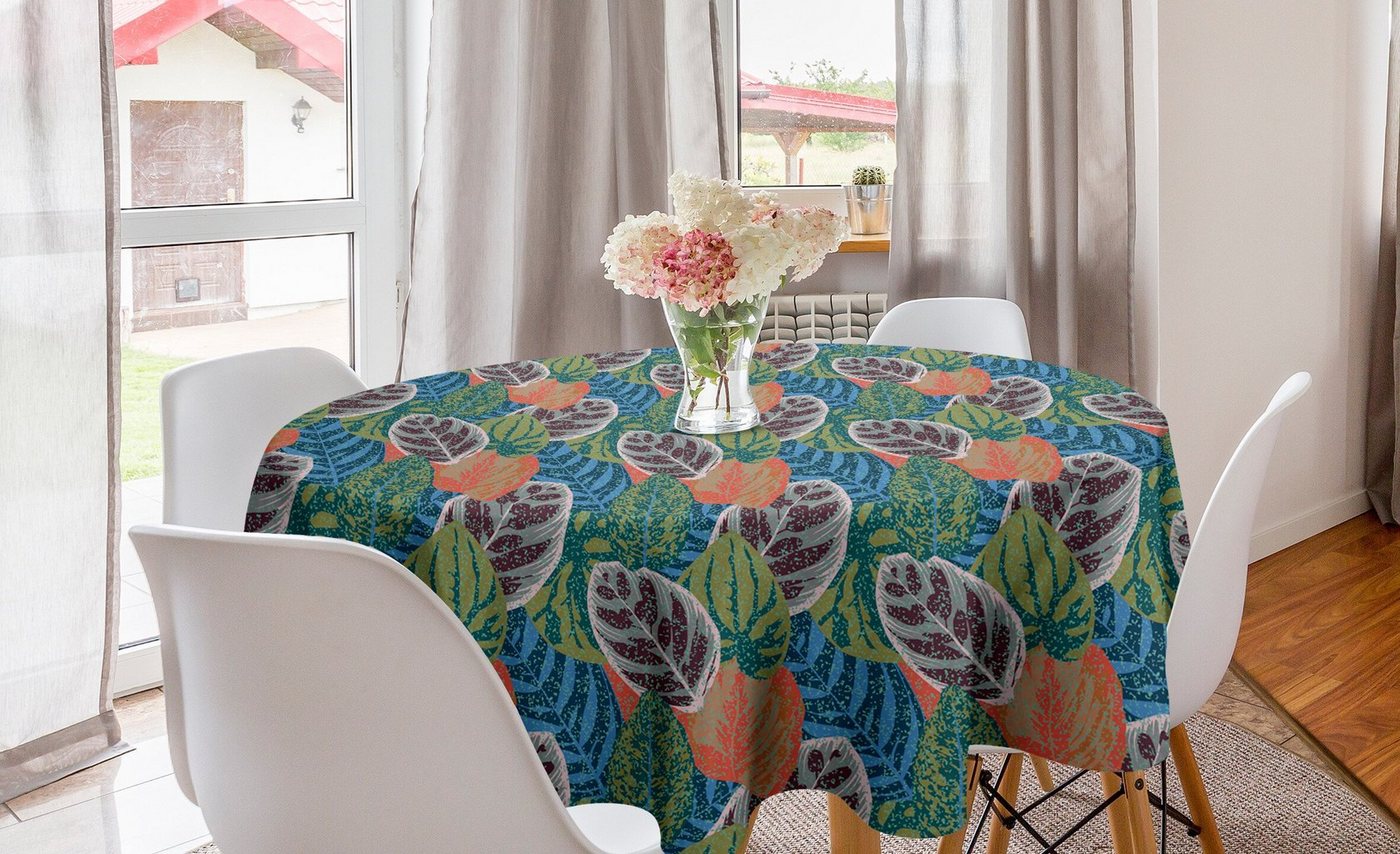 Abakuhaus Tischdecke Kreis Tischdecke Abdeckung für Esszimmer Küche Dekoration, Jahrgang Grunge Zimmerpflanze Blätter von Abakuhaus
