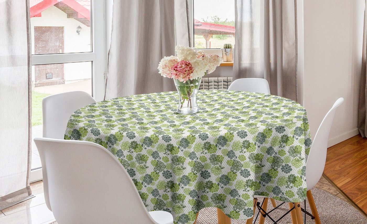 Abakuhaus Tischdecke Kreis Tischdecke Abdeckung für Esszimmer Küche Dekoration, Retro Abstrakte Blumen-Tupfen von Abakuhaus