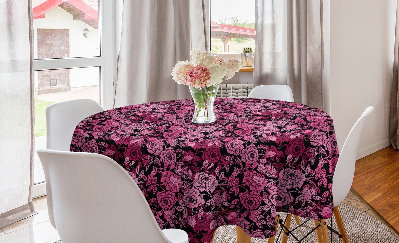 Abakuhaus Tischdecke Kreis Tischdecke Abdeckung für Esszimmer Küche Dekoration, Romantisch Feminine Peony Blumen von Abakuhaus