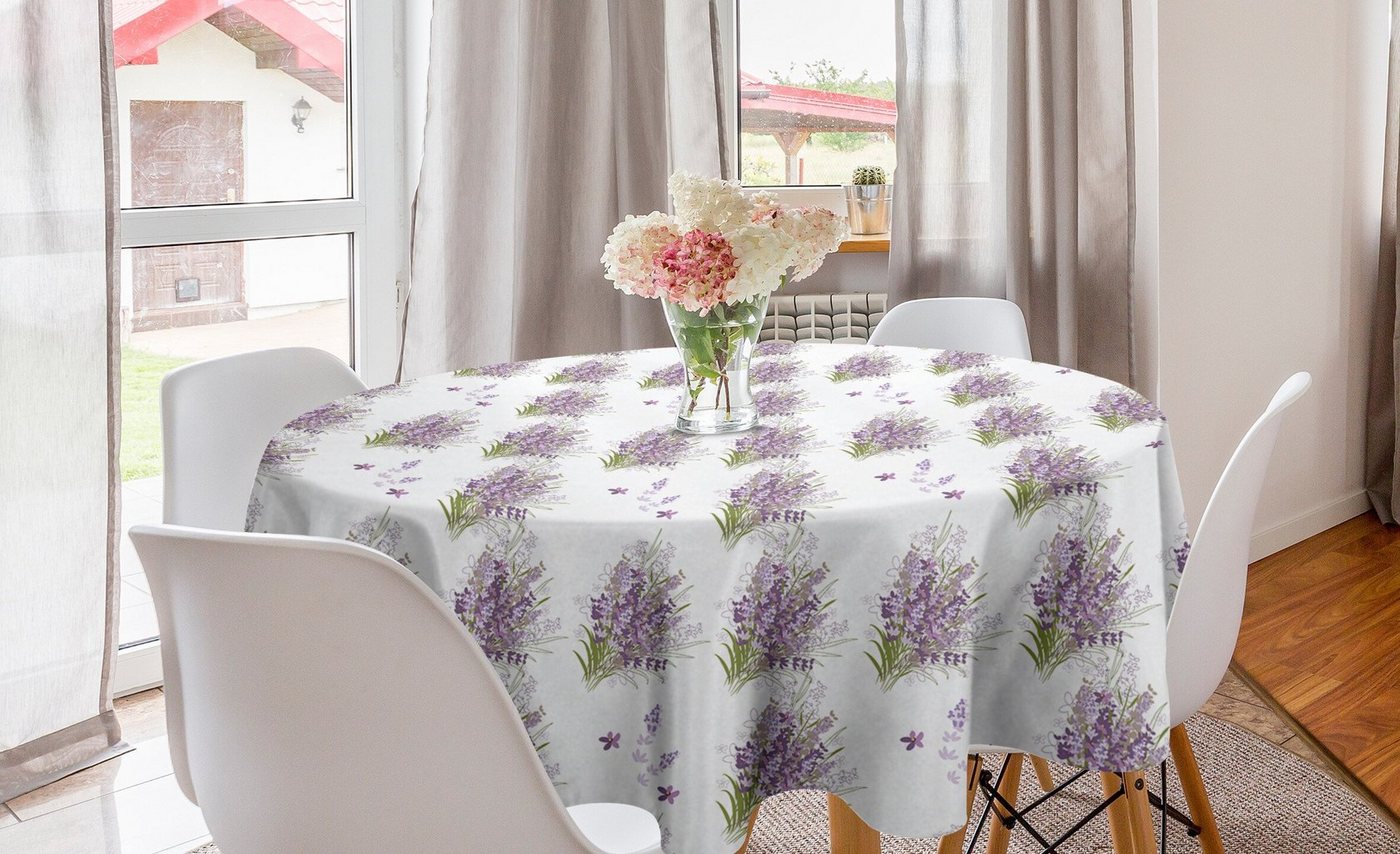 Abakuhaus Tischdecke Kreis Tischdecke Abdeckung für Esszimmer Küche Dekoration, Violett Lavendel-Flieder-Blumen-Entwurf von Abakuhaus