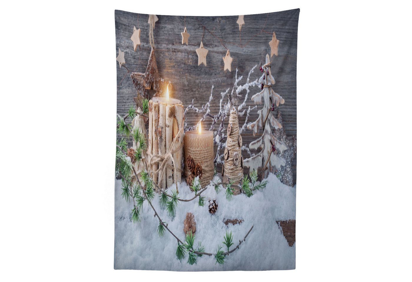 Abakuhaus Tischdecke Farbfest Waschbar Für den Außen Bereich geeignet Klare Farben, Weihnachten Kerzen mit Laternen von Abakuhaus