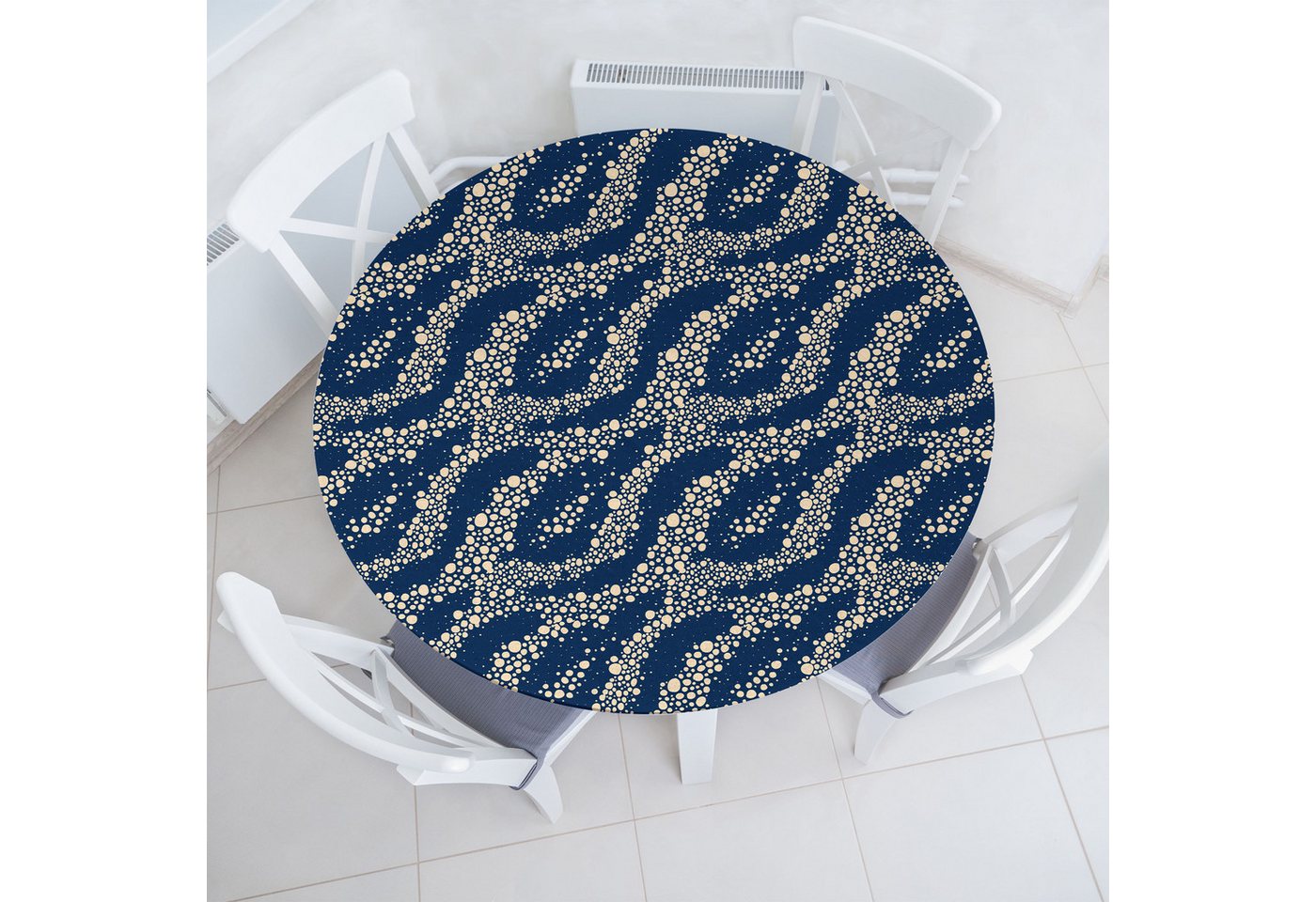 Abakuhaus Tischdecke Rundum-elastische Stofftischdecke, Abstrakt Bubbly Art Spots Strom Abakuhaus Tischdecke Rundum-elastische Stofftischdecke, Abstrakt Bubbly Art Spots Strom von Abakuhaus