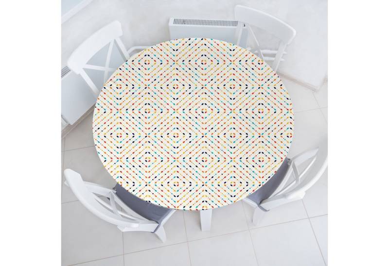 Abakuhaus Tischdecke Rundum-elastische Stofftischdecke, Abstrakt Bunte Spots Partikel von Abakuhaus