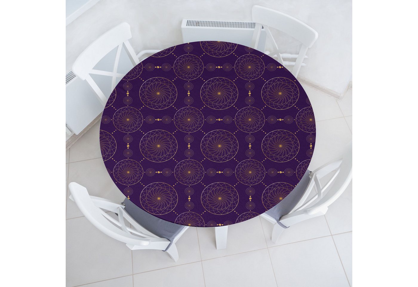 Abakuhaus Tischdecke Rundum-elastische Stofftischdecke, Abstrakt Illusive Kreise Kunstdruck Abakuhaus Tischdecke Rundum-elastische Stofftischdecke, Abstrakt Illusive Kreise Kunstdruck von Abakuhaus