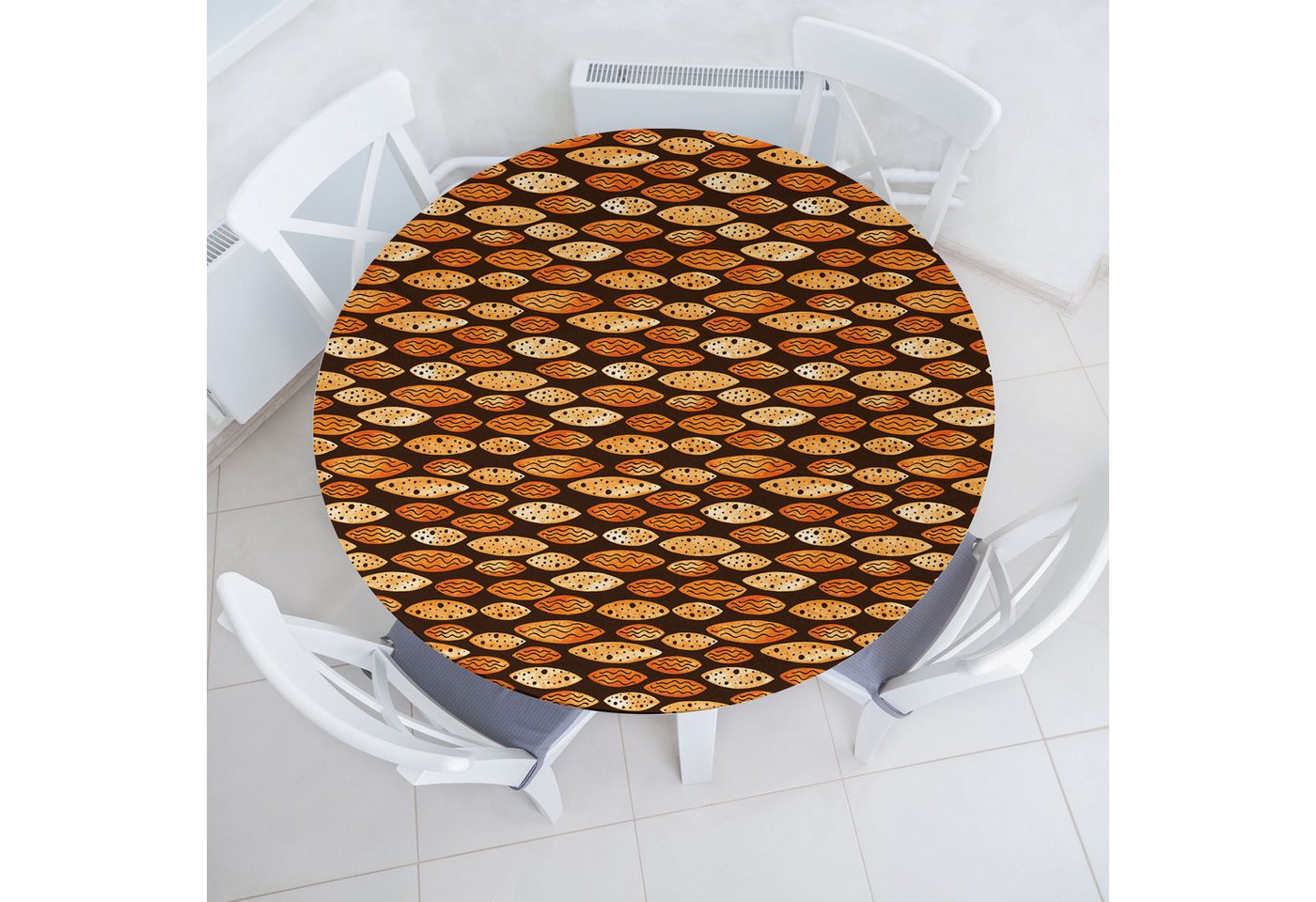 Abakuhaus Tischdecke Rundum-elastische Stofftischdecke, Abstrakt Spots Waves Elliptic Abakuhaus Tischdecke Rundum-elastische Stofftischdecke, Abstrakt Spots Waves Elliptic von Abakuhaus