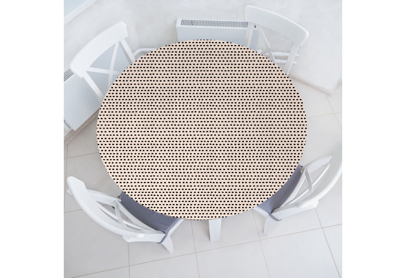 Abakuhaus Tischdecke Rundum-elastische Stofftischdecke, Abstrakt Spots auf Neutral Kulisse Abakuhaus Tischdecke Rundum-elastische Stofftischdecke, Abstrakt Spots auf Neutral Kulisse von Abakuhaus