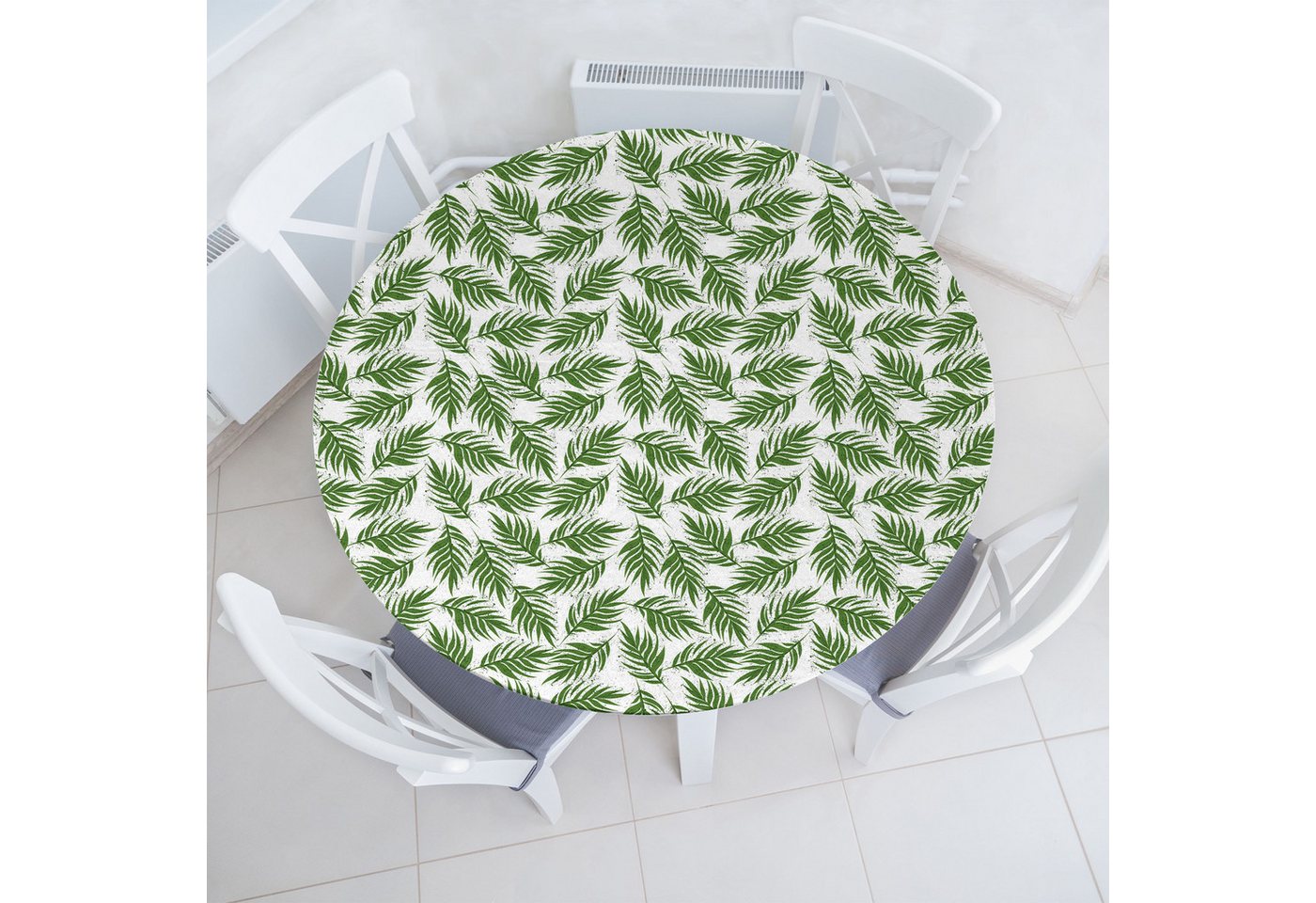 Abakuhaus Tischdecke Rundum-elastische Stofftischdecke, Aloha Spots und Insel Blätter Flora Abakuhaus Tischdecke Rundum-elastische Stofftischdecke, Aloha Spots und Insel Blätter Flora von Abakuhaus