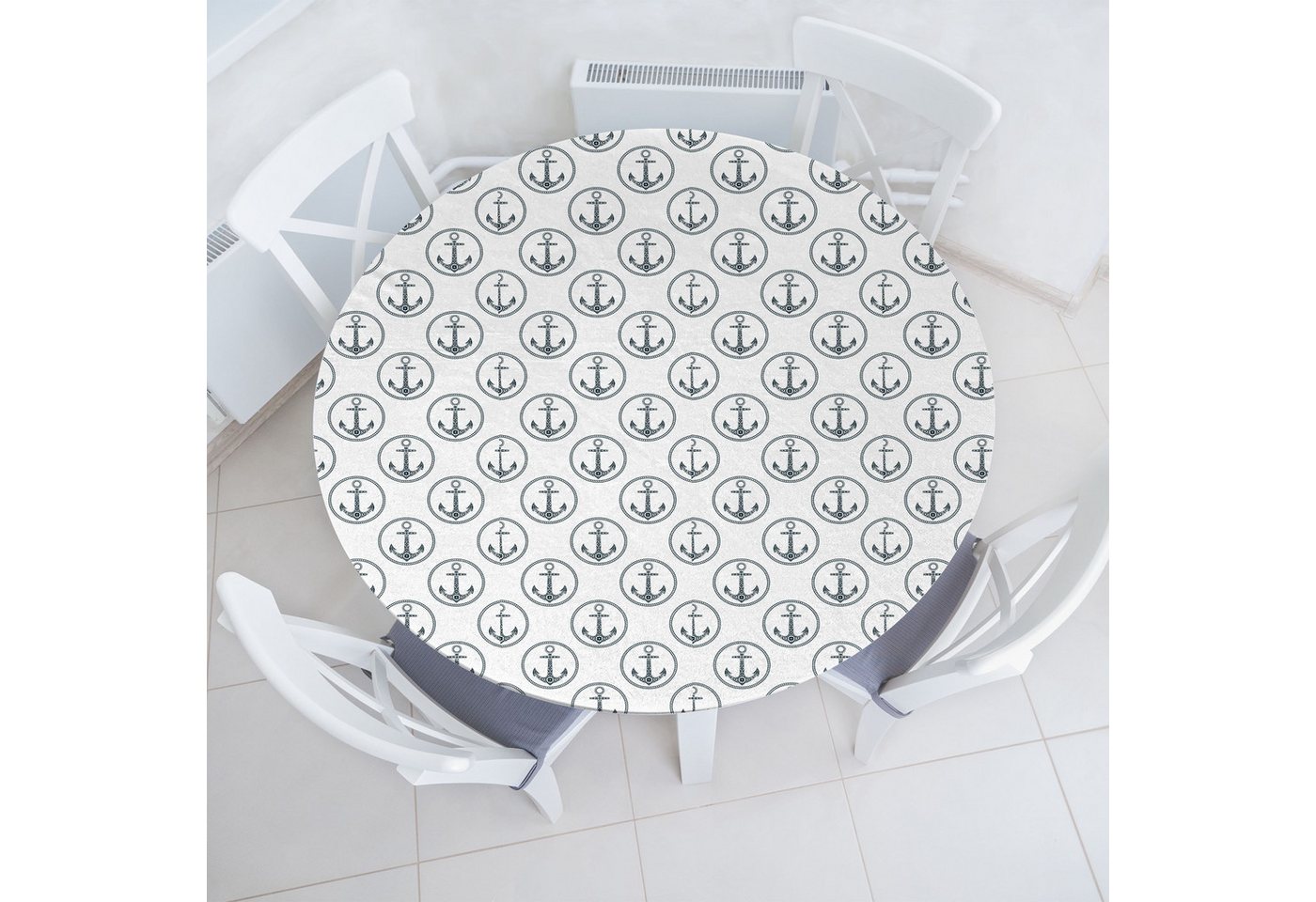 Abakuhaus Tischdecke Rundum-elastische Stofftischdecke, Anker Floral Art Marine-Seil von Abakuhaus