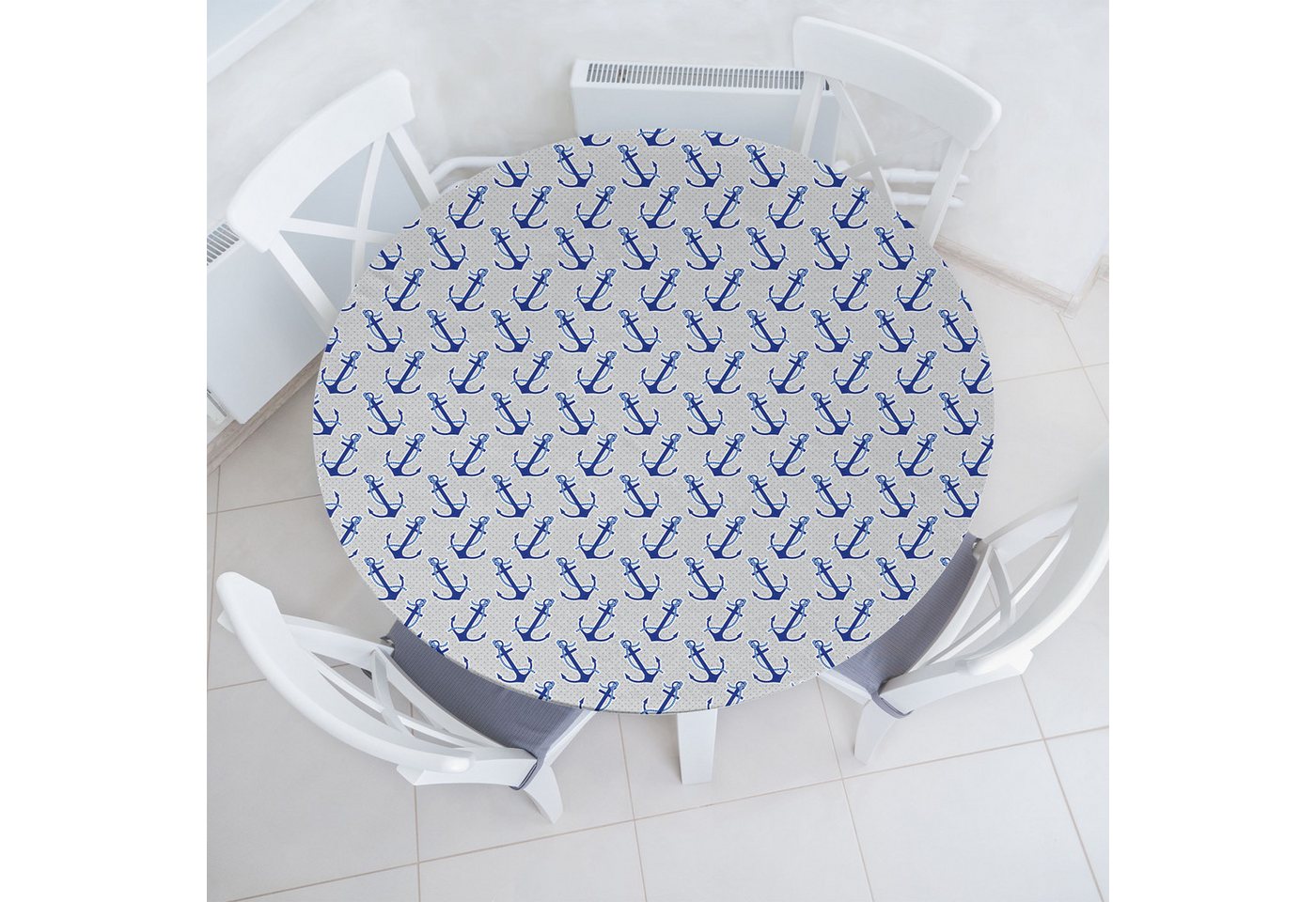 Abakuhaus Tischdecke Rundum-elastische Stofftischdecke, Anker Marine-Motiv und Schiff Seile von Abakuhaus