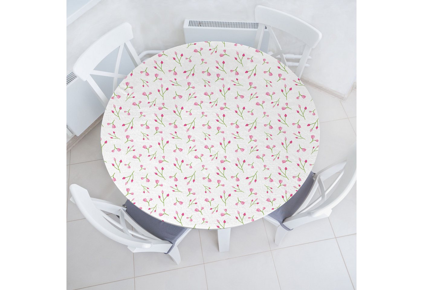 Abakuhaus Tischdecke Rundum-elastische Stofftischdecke, Blumen Bilder rosa Tulpen und Knospen Abakuhaus Tischdecke Rundum-elastische Stofftischdecke, Blumen Bilder rosa Tulpen und Knospen von Abakuhaus