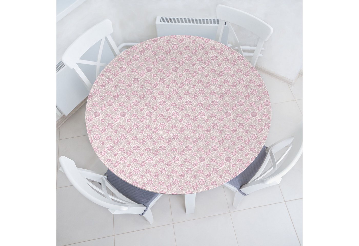 Abakuhaus Tischdecke Rundum-elastische Stofftischdecke, Blumen Dekorativer Damast Stencil von Abakuhaus