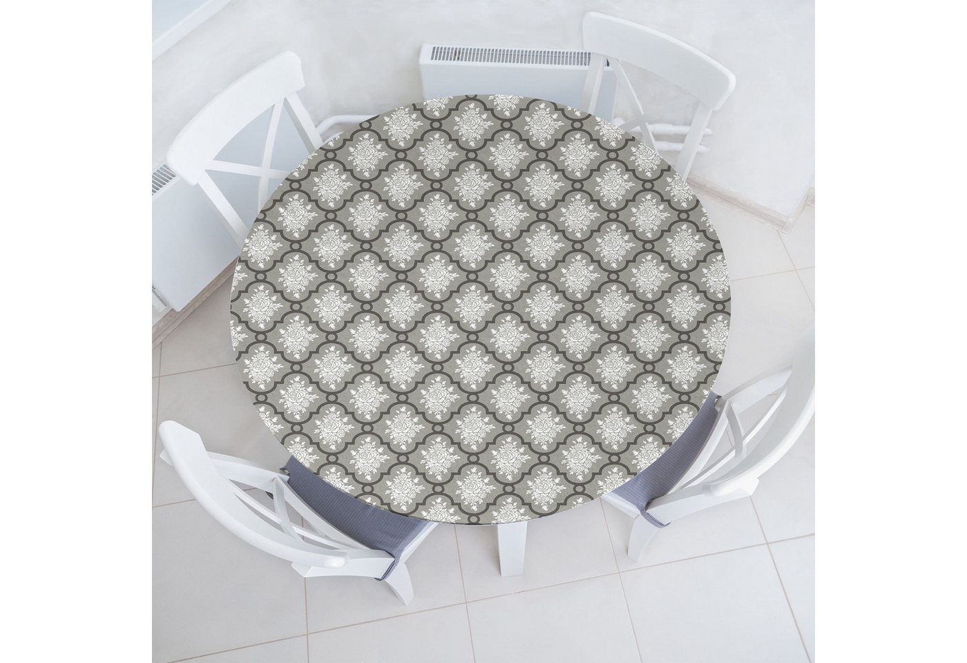 Abakuhaus Tischdecke Rundum-elastische Stofftischdecke, Blumen Klassische Damast-Rokoko von Abakuhaus