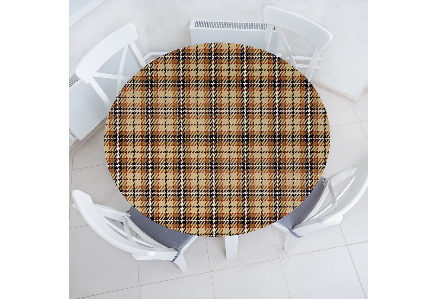 Abakuhaus Tischdecke Rundum-elastische Stofftischdecke, Brown Plaid Vertikal und horizontal von Abakuhaus