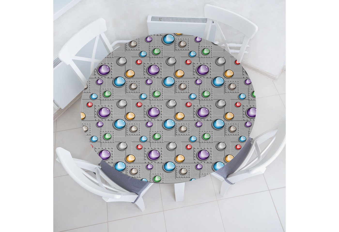 Abakuhaus Tischdecke Rundum-elastische Stofftischdecke, Bunt Industrielles Vivid Spots Abakuhaus Tischdecke Rundum-elastische Stofftischdecke, Bunt Industrielles Vivid Spots von Abakuhaus