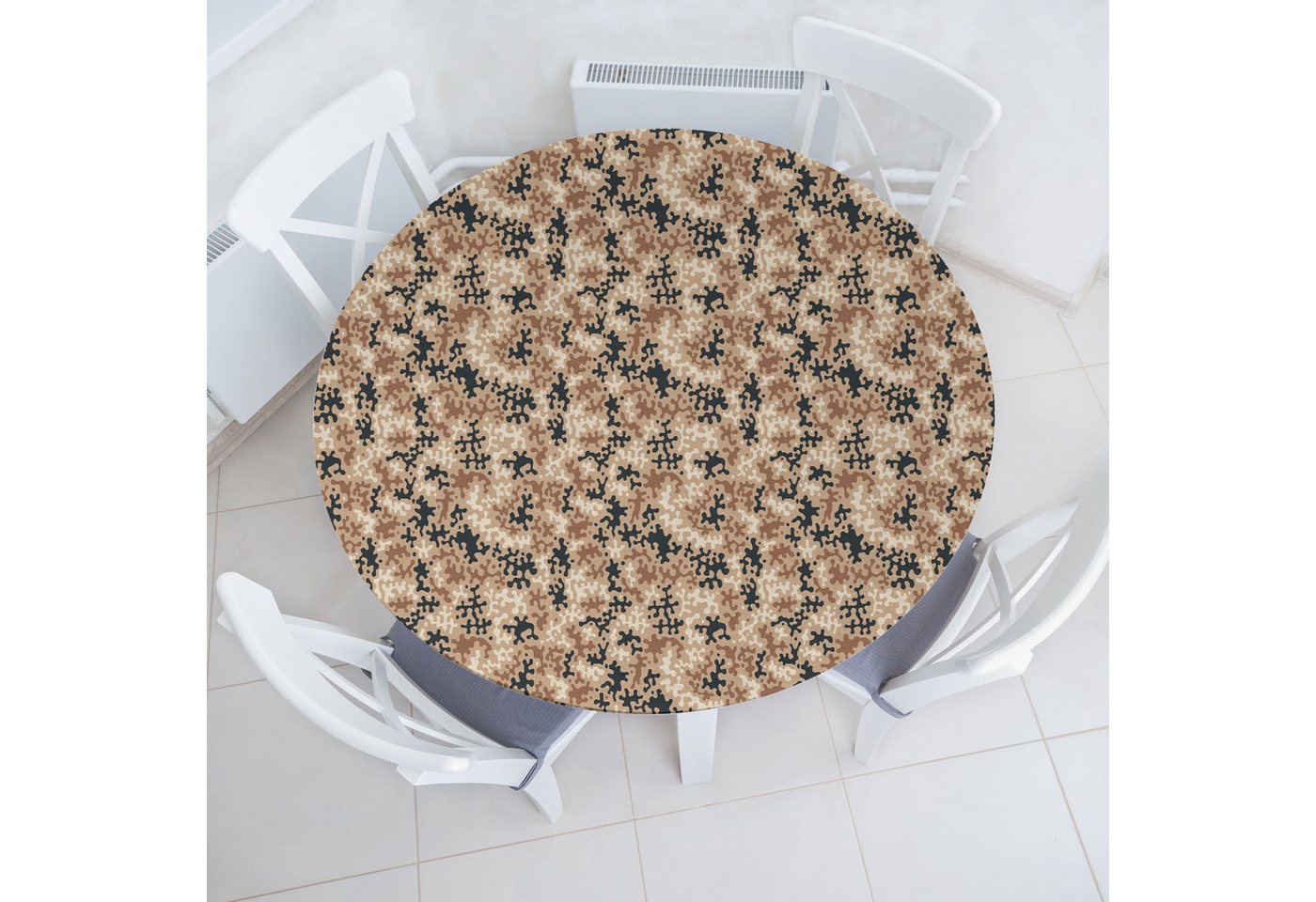 Abakuhaus Tischdecke Rundum-elastische Stofftischdecke, Camo Soft-Wüsten-Tarnung Spots Abakuhaus Tischdecke Rundum-elastische Stofftischdecke, Camo Soft-Wüsten-Tarnung Spots von Abakuhaus