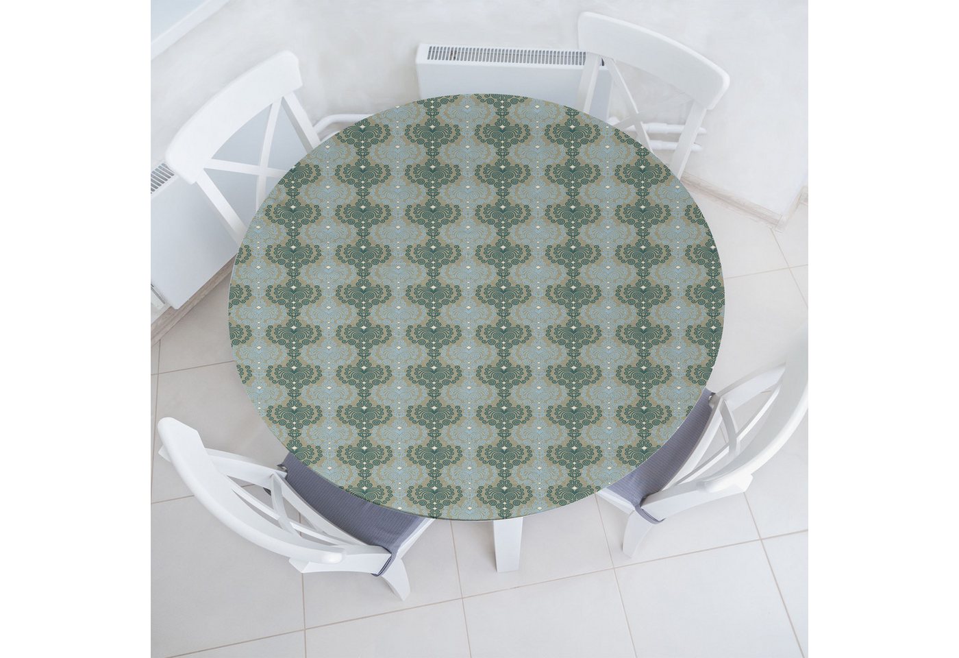 Abakuhaus Tischdecke Rundum-elastische Stofftischdecke, Damast Abstrakte Kunst Blumen von Abakuhaus