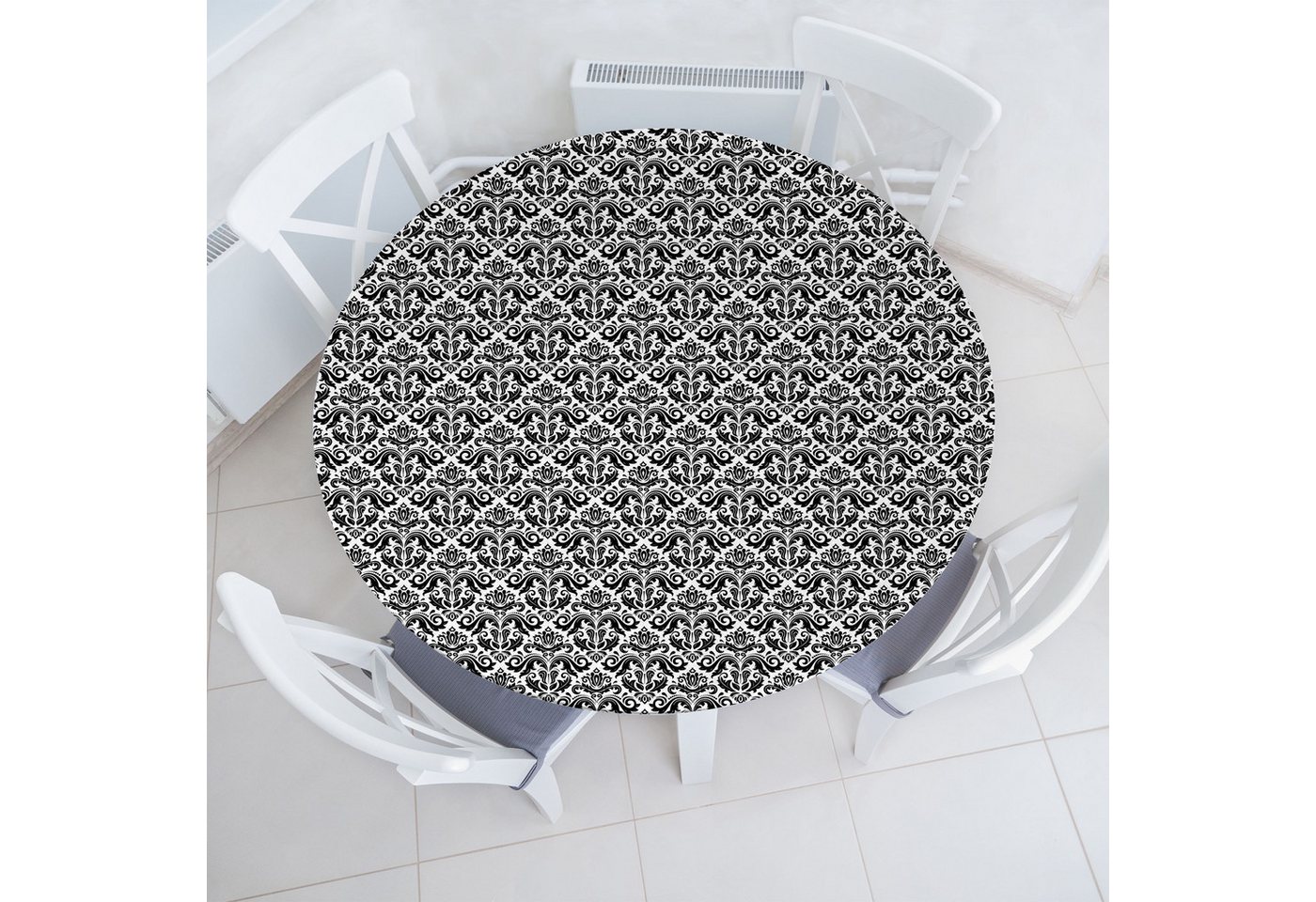 Abakuhaus Tischdecke Rundum-elastische Stofftischdecke, Damast Design-Elemente von Abakuhaus