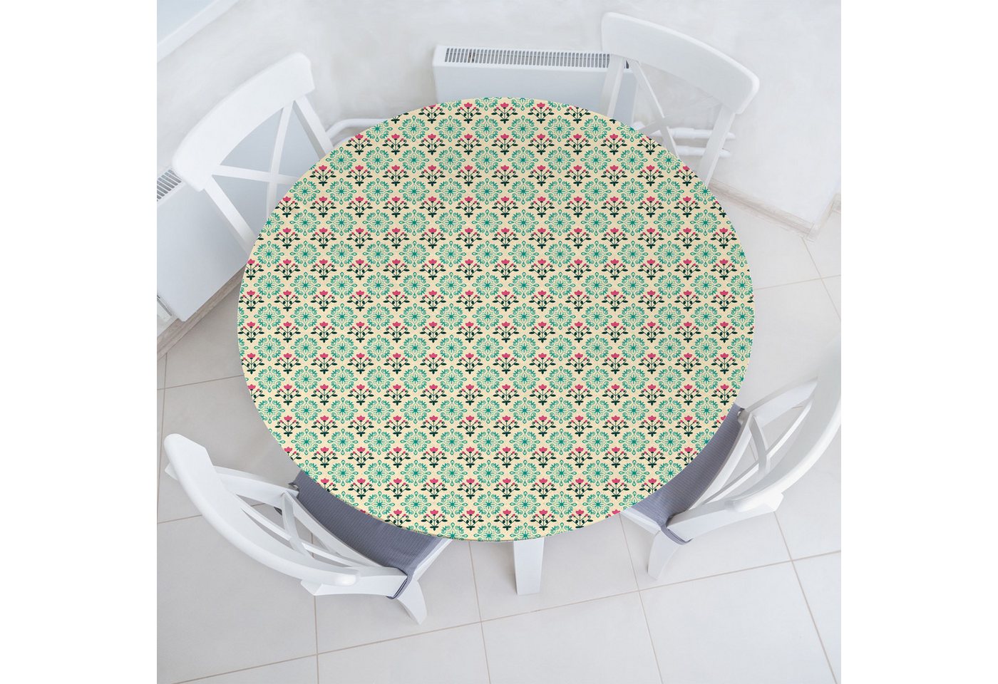Abakuhaus Tischdecke Rundum-elastische Stofftischdecke, Damast Orientalische Kultur Blumen von Abakuhaus